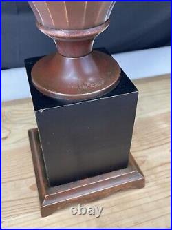 Antique Vtg Arts Crafts Deco Table Desk Lamp COPPER For Slag Stained Glass Shade