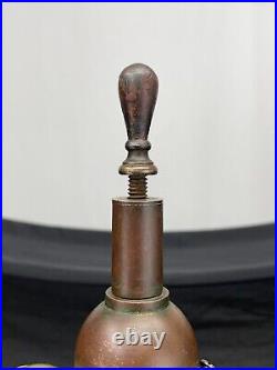 Antique Vtg Arts Crafts Deco Table Desk Lamp COPPER For Slag Stained Glass Shade