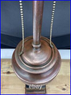 Antique Vtg Arts Crafts Deco Table Desk Lamp COPPER For Slag Stained Glass Shade