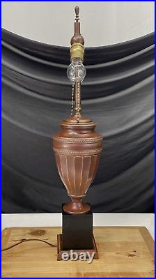 Antique Vtg Arts Crafts Deco Table Desk Lamp COPPER For Slag Stained Glass Shade