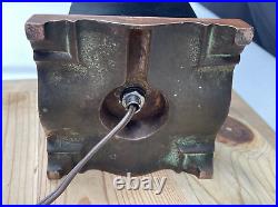 Antique Vtg Arts Crafts Deco Table Desk Lamp COPPER For Slag Stained Glass Shade