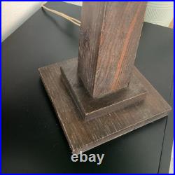 Antique W. B. Brown Arts & Crafts Mission Oak Slag Green Glass Lamp 24 WORKS EUC