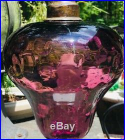 Antique Whale/Kerosene Oil Lamp Purple/Amethyst Glass Slag Glass Stem