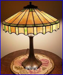 Antique Whaley Leaded Slag Stained Glass Prairie Table Lamp Handel Duffner Era