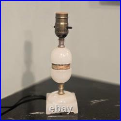 Antique White Slag Glass Table Lamp With Brass Accents Art Deco Style Works 10 Antique White Slag Glass Table Lamp With Brass Accents Art Deco Style Works 10