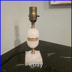 Antique White Slag Glass Table Lamp With Brass Accents Art Deco Style Works 10 Antique White Slag Glass Table Lamp With Brass Accents Art Deco Style Works 10