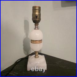 Antique White Slag Glass Table Lamp With Brass Accents Art Deco Style Works 10 Antique White Slag Glass Table Lamp With Brass Accents Art Deco Style Works 10