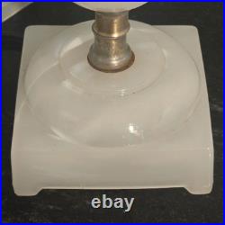 Antique White Slag Glass Table Lamp With Brass Accents Art Deco Style Works 10 Antique White Slag Glass Table Lamp With Brass Accents Art Deco Style Works 10