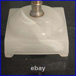 Antique White Slag Glass Table Lamp With Brass Accents Art Deco Style Works 10