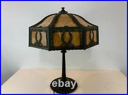 Antique Wilkinson Art Nouveau Carmel Slag Lead Glass Table Lamp