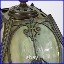 Antique Wilkinson Arts & Crafts Four-Panel Slag Glass Table Lamp c1920