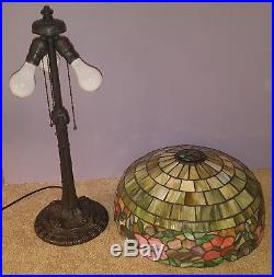 Antique Wilkinson Leaded Slag Stained Glass Table Lamp Handel Tiffany Era