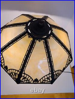 Antique Working 1920's Rainaud Co. Art Nouveau Caramel Slag Glass Table Lamp USA