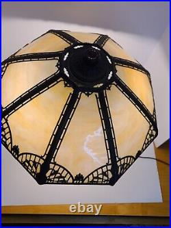 Antique Working 1920's Rainaud Co. Art Nouveau Caramel Slag Glass Table Lamp USA
