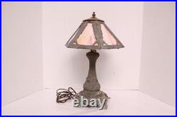 Antique Working Art Nouveau Slag Glass Table Lamp 18.5 tall