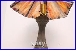 Antique Working Art Nouveau Slag Glass Table Lamp 18.5 tall