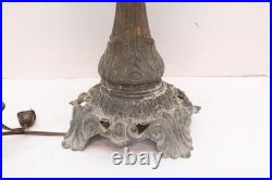 Antique Working Art Nouveau Slag Glass Table Lamp 18.5 tall