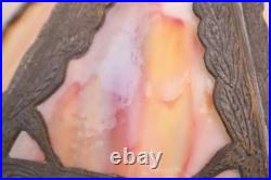 Antique Working Art Nouveau Slag Glass Table Lamp 18.5 tall