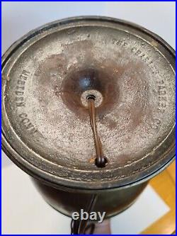 Antique Working PARKER Bronze Vase Urn Art Nouveau Leaded Glass Shade Table Lamp