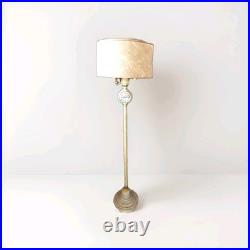 Antique Yellow Slag Glass Floor Lamp With Intergrated Mastercrafters Clock