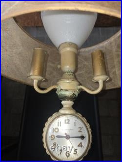 Antique Yellow Slag Glass Floor Lamp With Intergrated Mastercrafters Clock