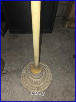 Antique Yellow Slag Glass Floor Lamp With Intergrated Mastercrafters Clock