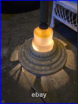 Antique Yellow Slag Glass Floor Lamp With Intergrated Mastercrafters Clock