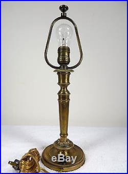 Antique bronze 1920's lamp-desk or boudoir-12 panel slag glass overlay shade