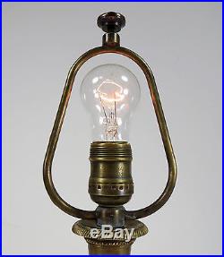 Antique bronze 1920's lamp-desk or boudoir-12 panel slag glass overlay shade