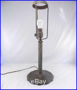 Antique c1920 Signed MILLER Table Lamp6 Panel Green Slag GlassHandel EraVGC