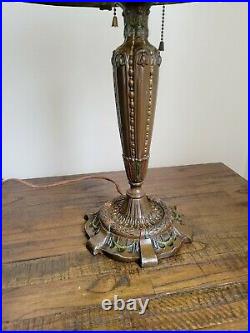 Antique c. 1910 Art Nouveau Original Finish Slag Glass Lamp