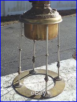 Antique double Slag Glass Tulip Shade bronze base Table Lamp