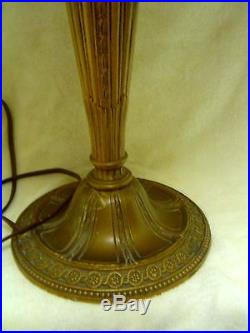 Antique lamp witht slag glass shade multi colored 16 shade very fancy 0rig