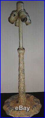 Antique leaded slag stained glass Miller lamp base