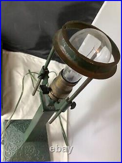 Antique mission slag glass metal lamp