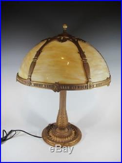 Antique probably E. Miller & Co slag glass lamp # 454