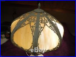 Antique salem brothers slag glass lamp original working 15 shade xtra panel