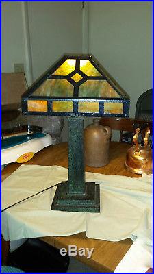Antique slag glass desk lamp