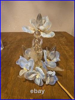 Antique slag glass flower table, lamp cavalier glass