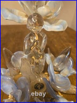 Antique slag glass flower table, lamp cavalier glass