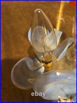 Antique slag glass flower table, lamp cavalier glass