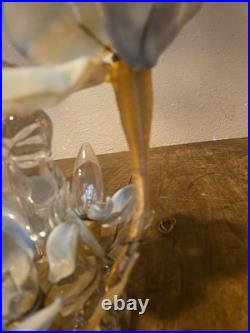 Antique slag glass flower table, lamp cavalier glass