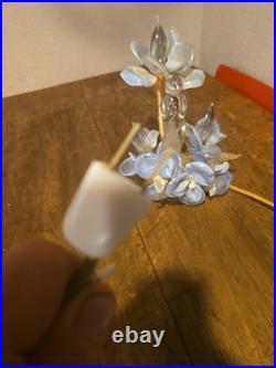 Antique slag glass flower table, lamp cavalier glass