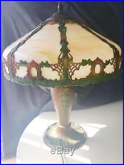Antique slag glass lamp