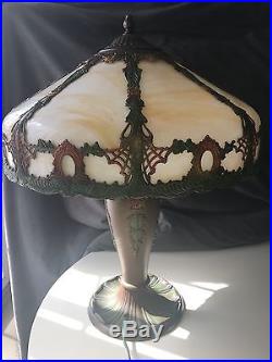 Antique slag glass lamp