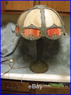 Antique slag glass lamp salem bros original 21 inch