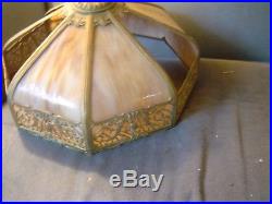 Antique slag glass shade for lamp base to restore