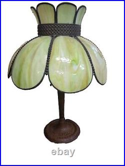 Antique slag glass table lamp