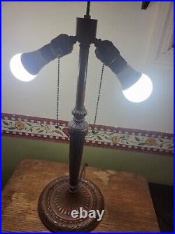 Antique slag glass table lamp