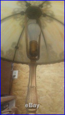 Antique slag glass table lamp